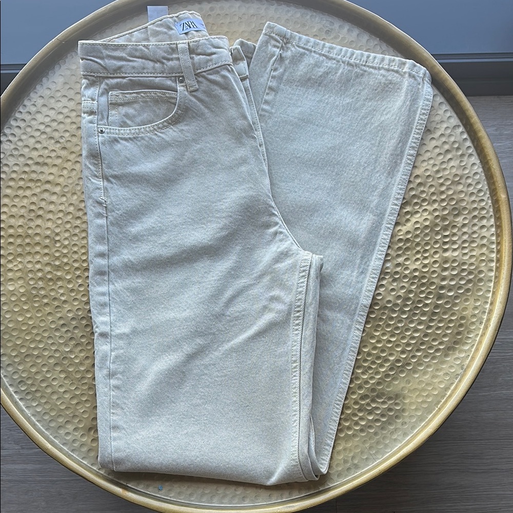Zara Off-White Denim Pants